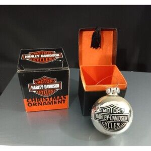 Harley Davidson Motorcycles Chrome Christmas Ball Ornament In Box 2006